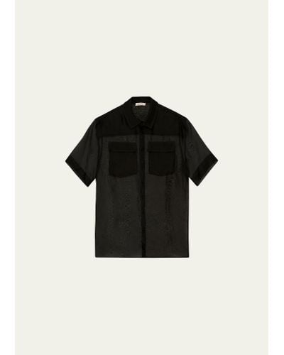 St. Agni Sheer Button-front Shirt - Black