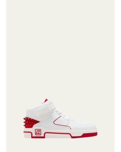 Christian Louboutin Astroloubi Leather And Textile Mid-top Sneakers - White