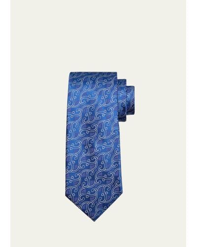 Charvet Vines Silk Tie - Blue