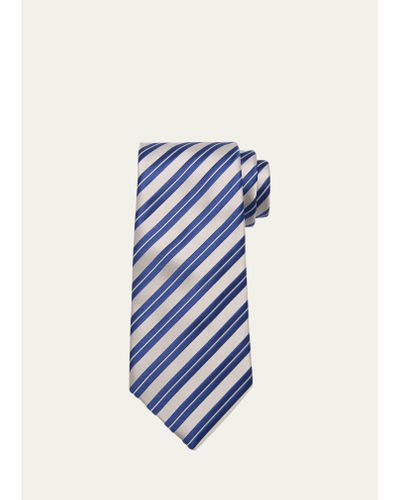 Charvet Striped Silk Tie - Blue