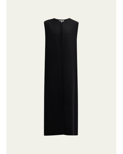 The Row Leendina Long Sleeveless Cashmere Coat - Black