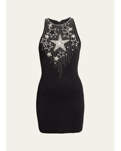 Balmain Star Crystal Body-con Mini Dress - Black