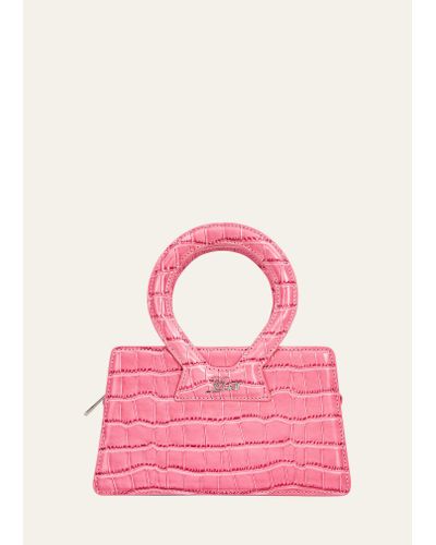 LUAR Ana Small Croc-embossed Top-handle Bag - Pink