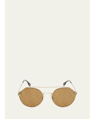 Fendi Monogram Lens Metal Round Sunglasses - Multicolor