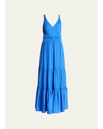Kobi Halperin Remy V-neck Tiered Maxi Dress - Blue
