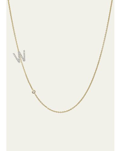 Zoe Lev 14k Yellow Gold Diamond Initial W Necklace - Natural