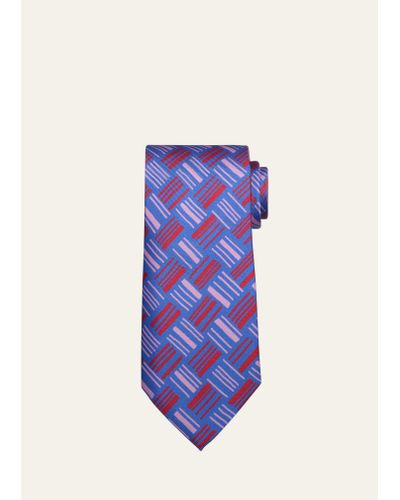 Charvet Printed Silk Tie - Blue