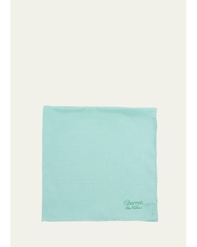 Charvet Silk Logo-print Pocket Square - Blue