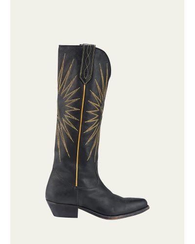 Golden Goose Wish Star Stitched Knee Boots - Blue