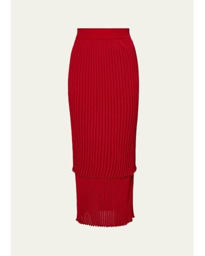 Altuzarra Ariana Long Two-layer Beaded Pencil Skirt - Red