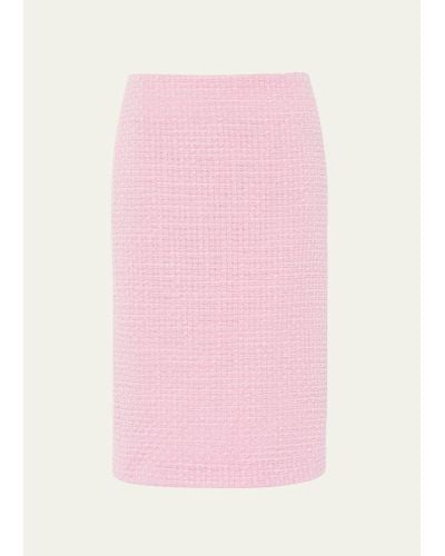 Miu Miu Tweed Pencil Midi Skirt - Pink