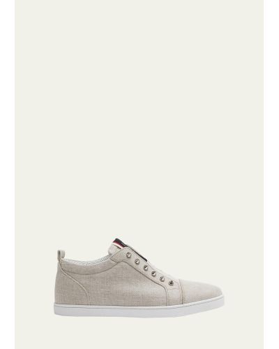Christian Louboutin F. A. V. Fique A Vontade Linen Slip-on Sneakers - Natural