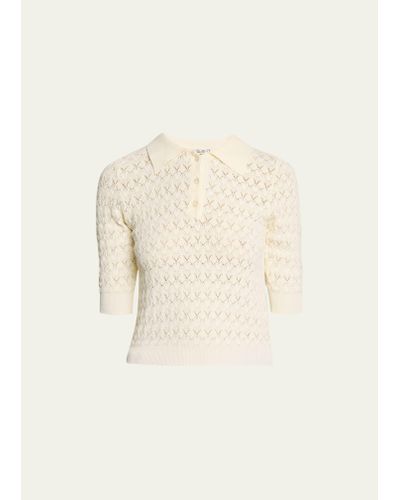 Sea Rue Fine-gauge Knit Polo Sweater - Natural