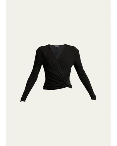 Tom Ford V-neck Jersey Side Twist Wide-leg Jumpsuit - Black