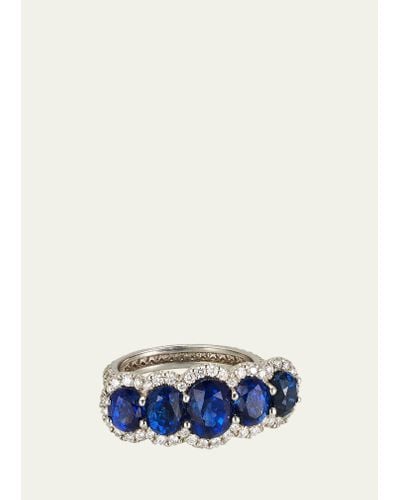 Bayco Platinum Blue Sapphire And Diamond Ring