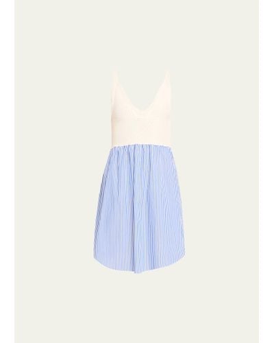 Kule The Esmee Sleeveless Crochet Shirting Mini Dress - Blue