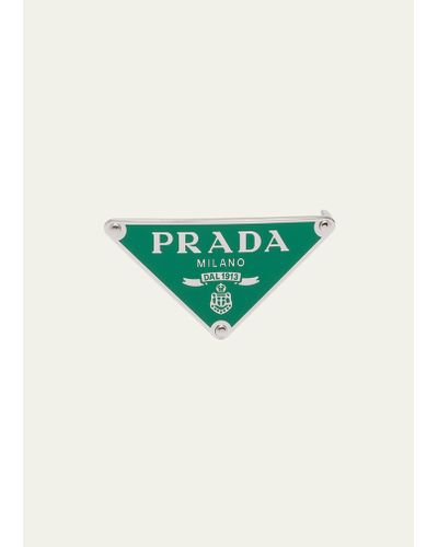 Prada Triangle Logo Metal Belt Buckle - Green