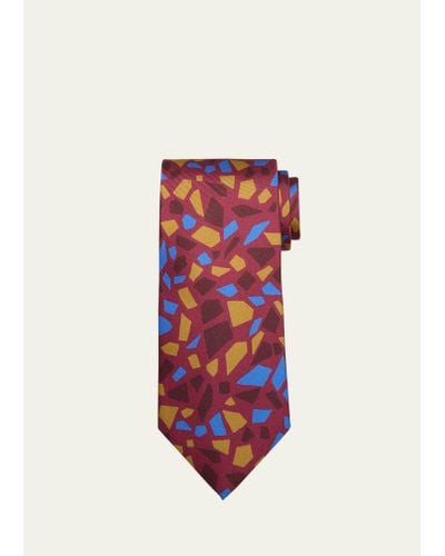 Charvet Geometric-print Silk Tie - Red