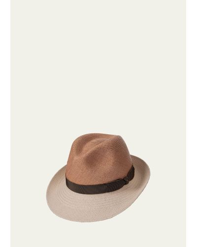 Inverni Straw Bicolor Panama Hat - Natural