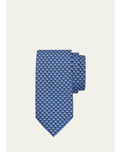 Ferragamo Sport Soccer-print Silk Tie - Blue