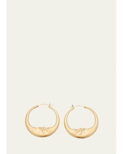 Anthony Lent 40mm Crescent Moon Hoop Earrings In 18k Gold - Natural