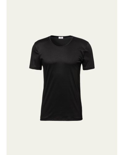 Zimmerli of Switzerland Sea Island Scoop Neck T-shirt - Black