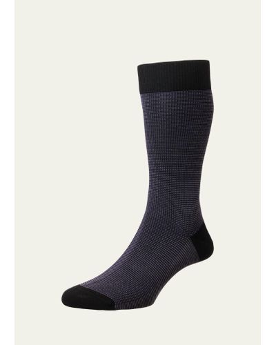 Pantherella Mid-calf Birdseye Ankle Socks - Black