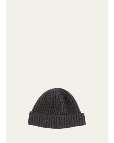 Bergdorf Goodman Rib-knit Cashmere Beanie Hat - Black