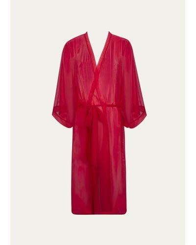 Lise Charmel Nude Solaire Sheer 3/4-sleeve Robe - Red