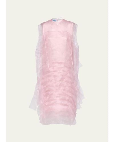 Prada Sleeveless Technical Voile Dress - Pink