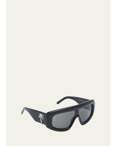 Palm Angels Casablanca Studded Rectangle Logo Sunglasses - White