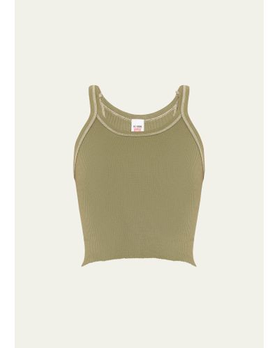 RE/DONE Cropped Rib-knit Tank Top - Green