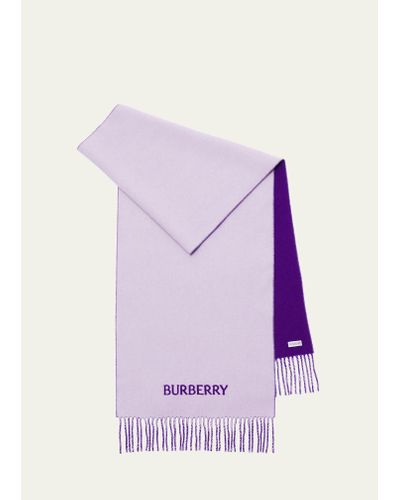 Burberry Ekd Cashmere Fringe Scarf - Purple