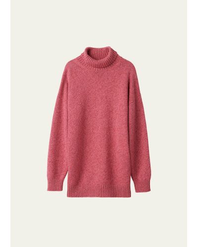 Miu Miu Oversized Turtleneck Cashmere Wool Sweater - Pink
