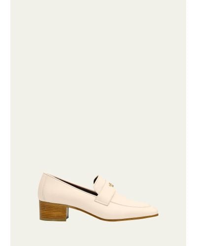 Bougeotte Leather Heeled Loafers - Natural