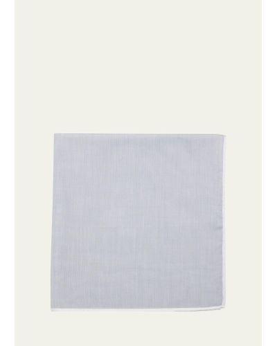 Simonnot Godard Mineral Cotton Pocket Square - White