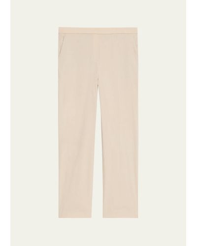Theory Treeca Good Linen Cropped Pull-on Ankle Pants - Natural