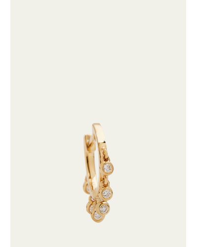 EF Collection 14k Yellow Gold Diamond Drop Huggie Earring - Natural