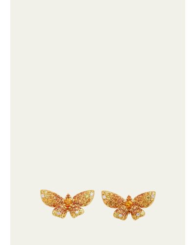 Stefere Yellow Gold Yellow Sapphire And White Diamond Earrings From The Butterfly Collection - Natural