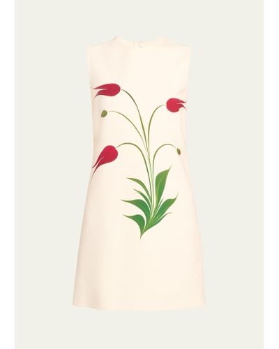 Oscar de la Renta Marbled Tulip Wool Shift Dress - Multicolor