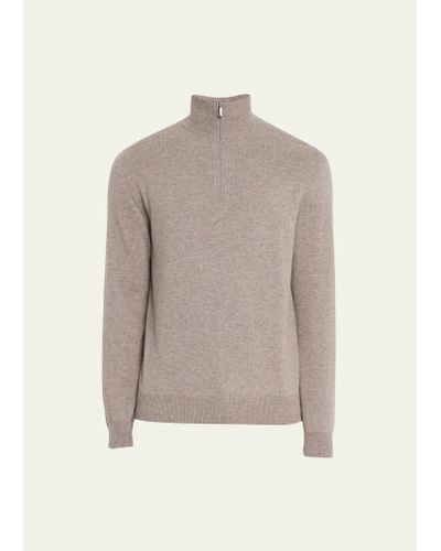 Massimo Alba Cashmere Half-zip Sweater - Natural