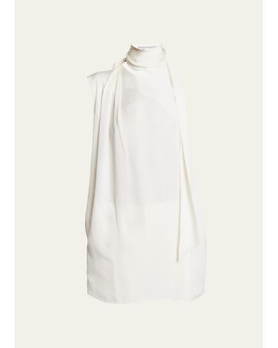 Stella McCartney Silk Scarf-neck One-shoulder Top - White