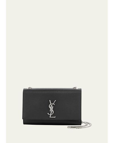Saint Laurent Kate Medium Ysl Crossbody Bag In Grained Leather - Black