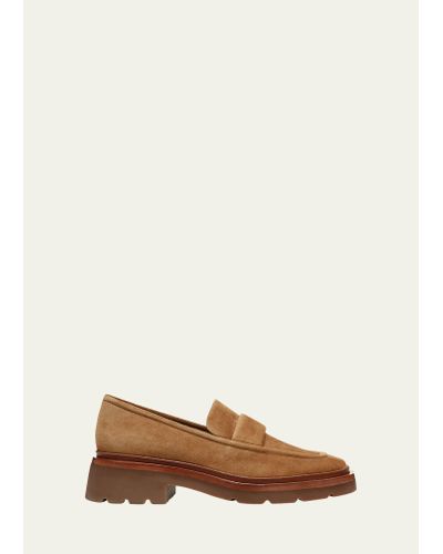 Vince Robin Suede Loafers - Natural