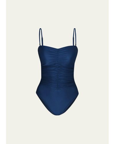 L'Agence Aubrey Shimmer Ruched One-piece Swimsuit - Blue