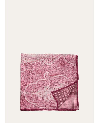 Brunello Cucinelli Large Paisley-print Silk Pocket Square - Pink