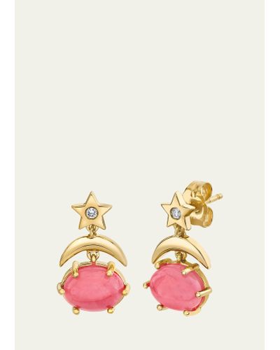 Andrea Fohrman Mini Cosmo Drop Earrings With Rhodochrosite - Pink