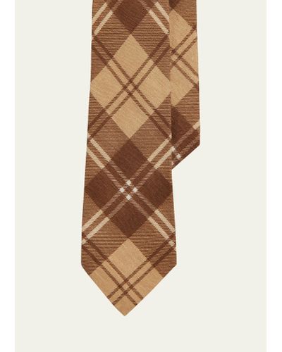 Ralph Lauren Tonal Plaid Linen Tie - Natural