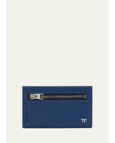 Tom Ford Small Leather Card Holder - Blue