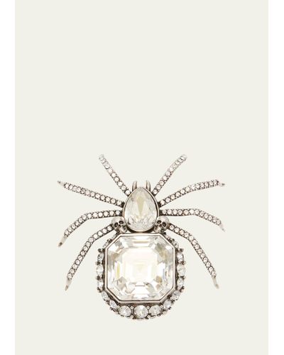 Alexander McQueen Crystal Spider Brooch - Natural